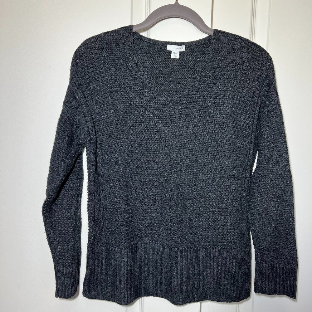 Pure Jill Womens Sweater Cashmere Wool Cotton Viscose Soft Knit V Neck XXS